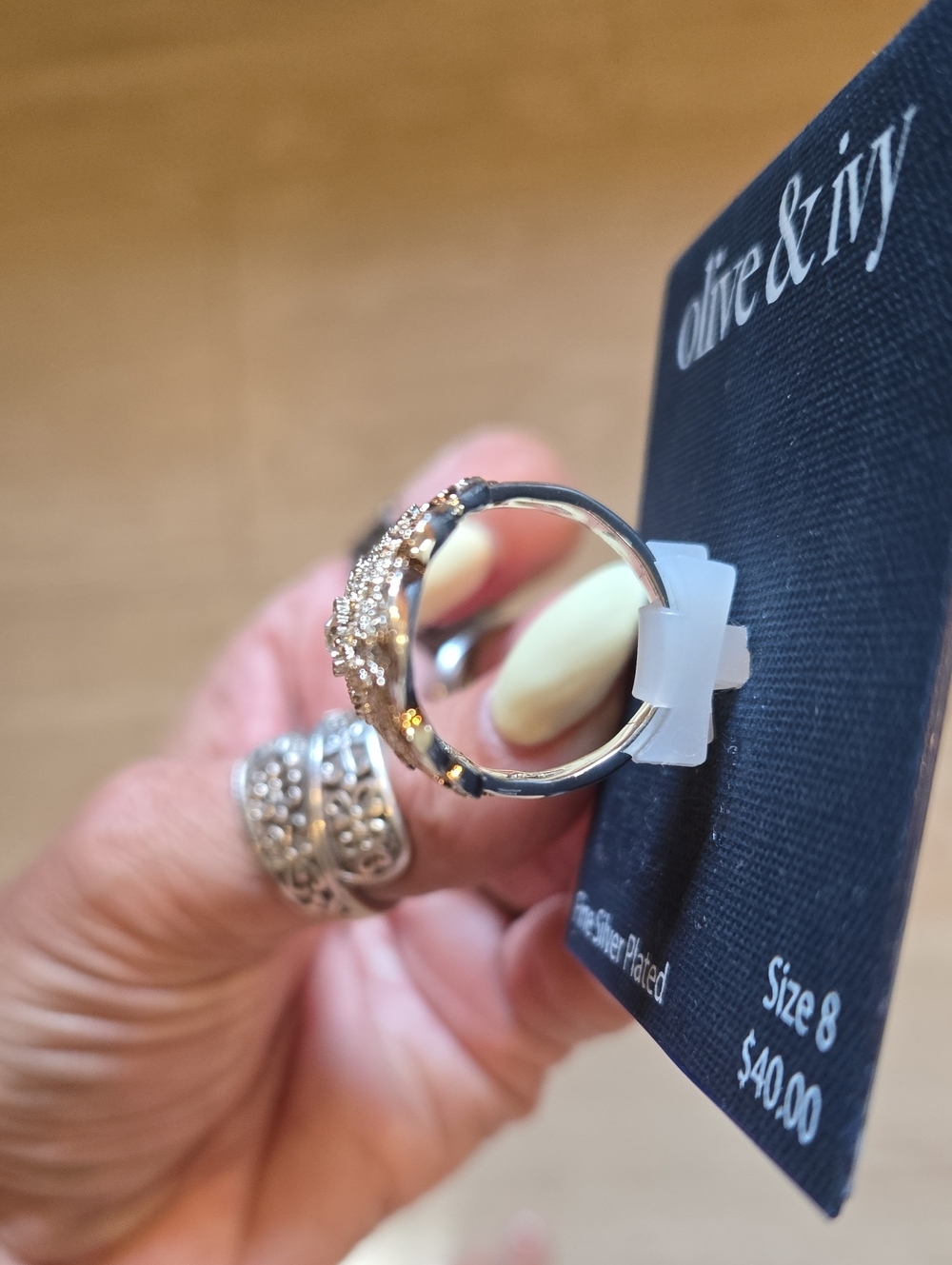 New Olive & Ivy Fine Silver Plated Ring - Picture 2 of 5